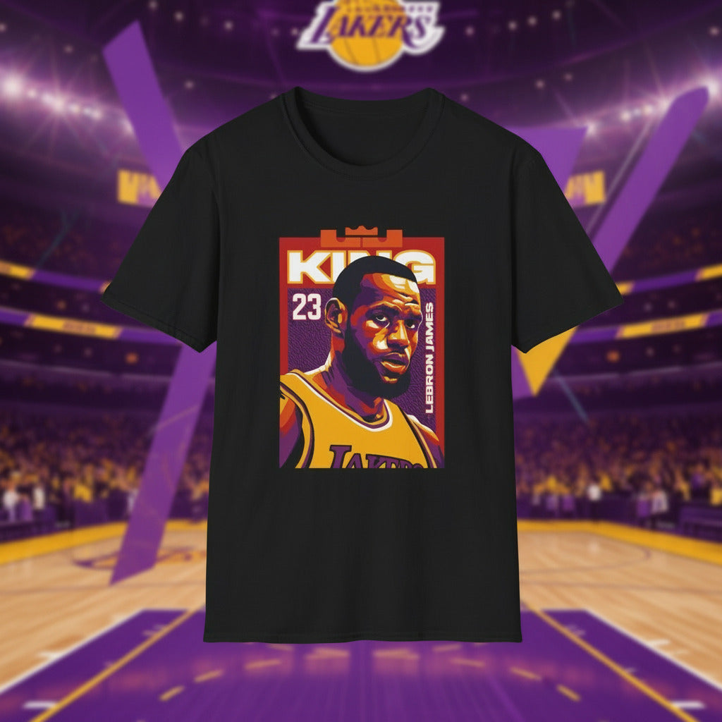 Black t-shirt with a graphic of a basketball player and the number 23