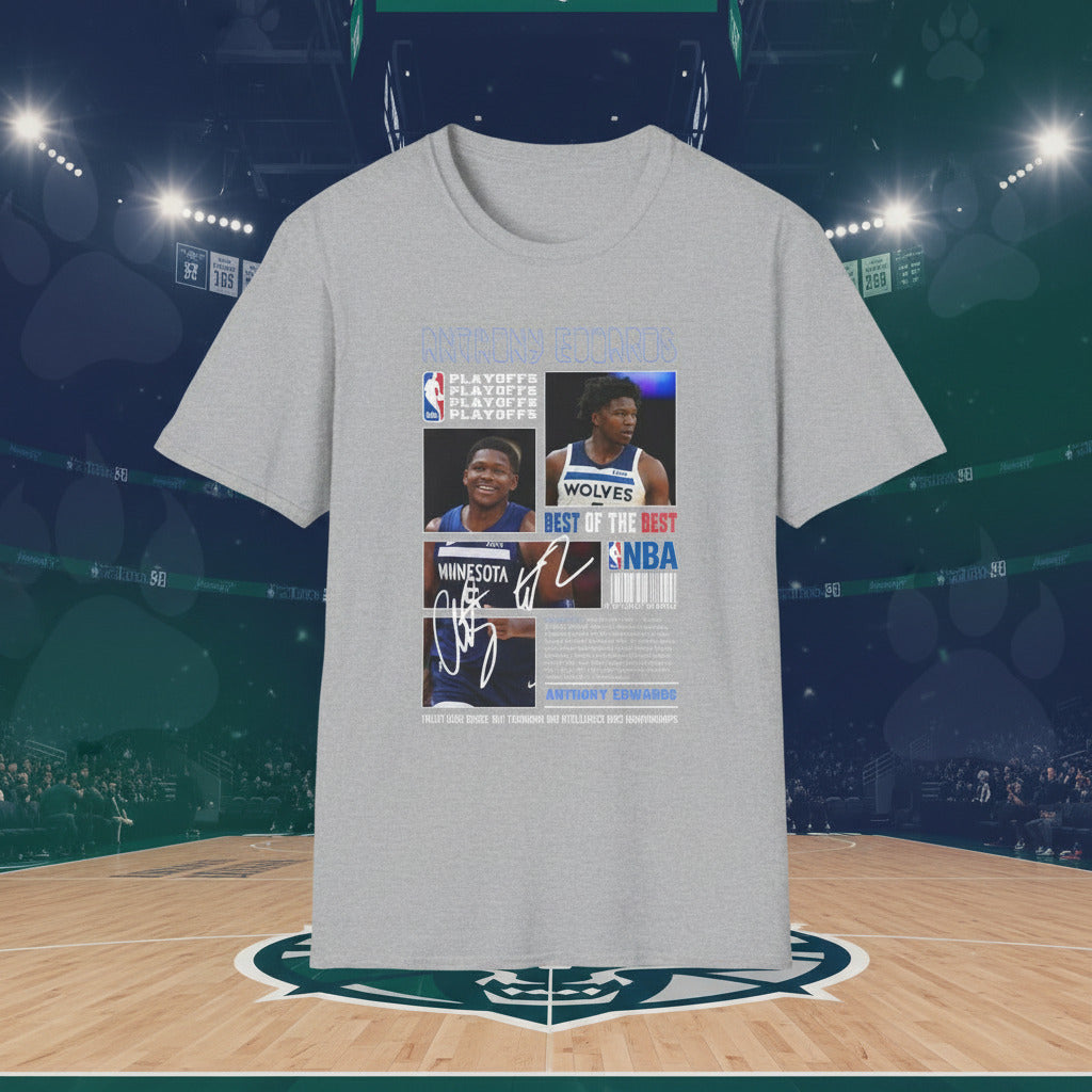 Gray t-shirt with basketball player graphics 