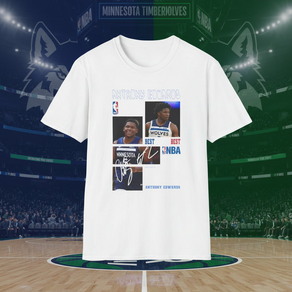 White t-shirt with basketball player graphics 