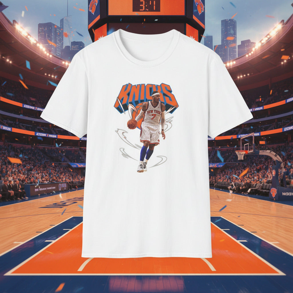 White t-shirt with a basketball player graphic 