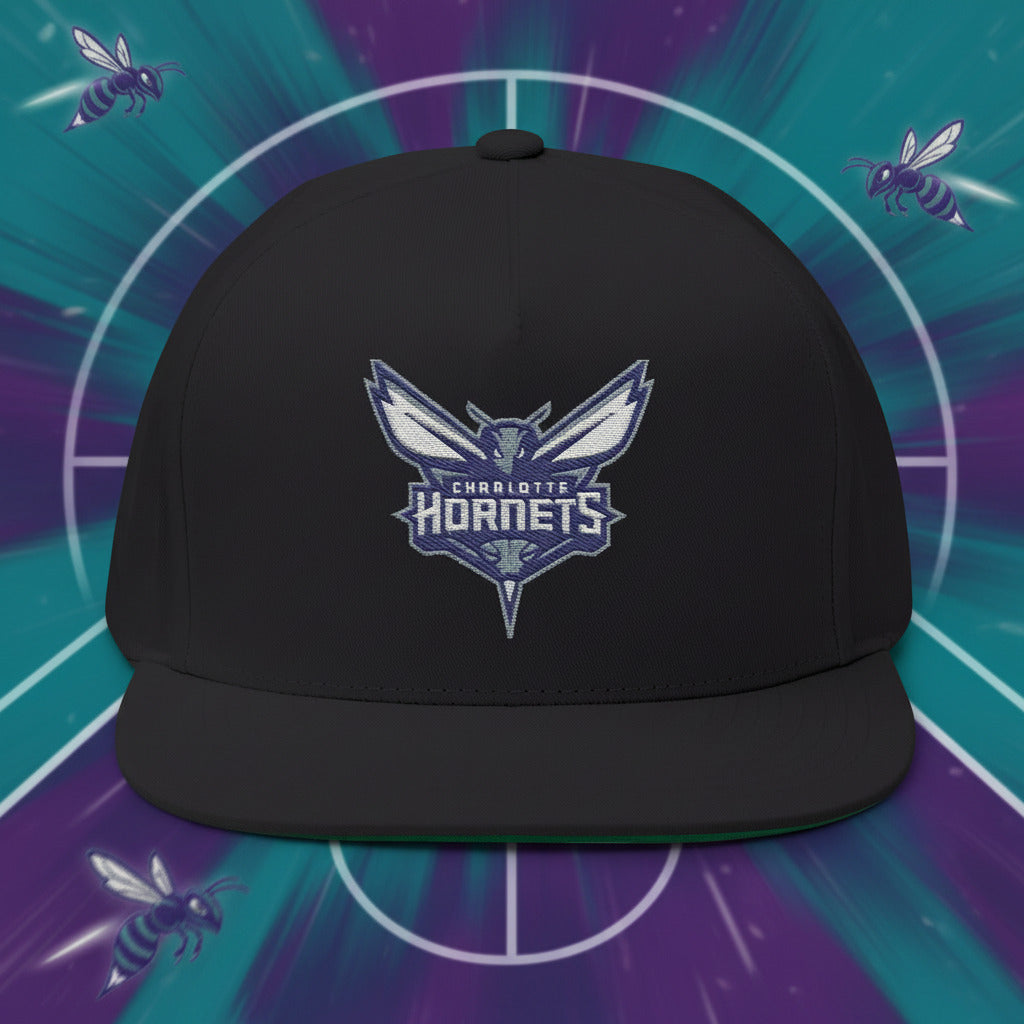 Black cap with Charlotte Hornets logo 