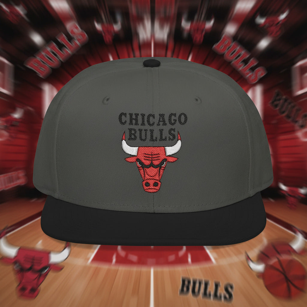 Charcoal Gray & Black  cap with Chicago Bulls logo 