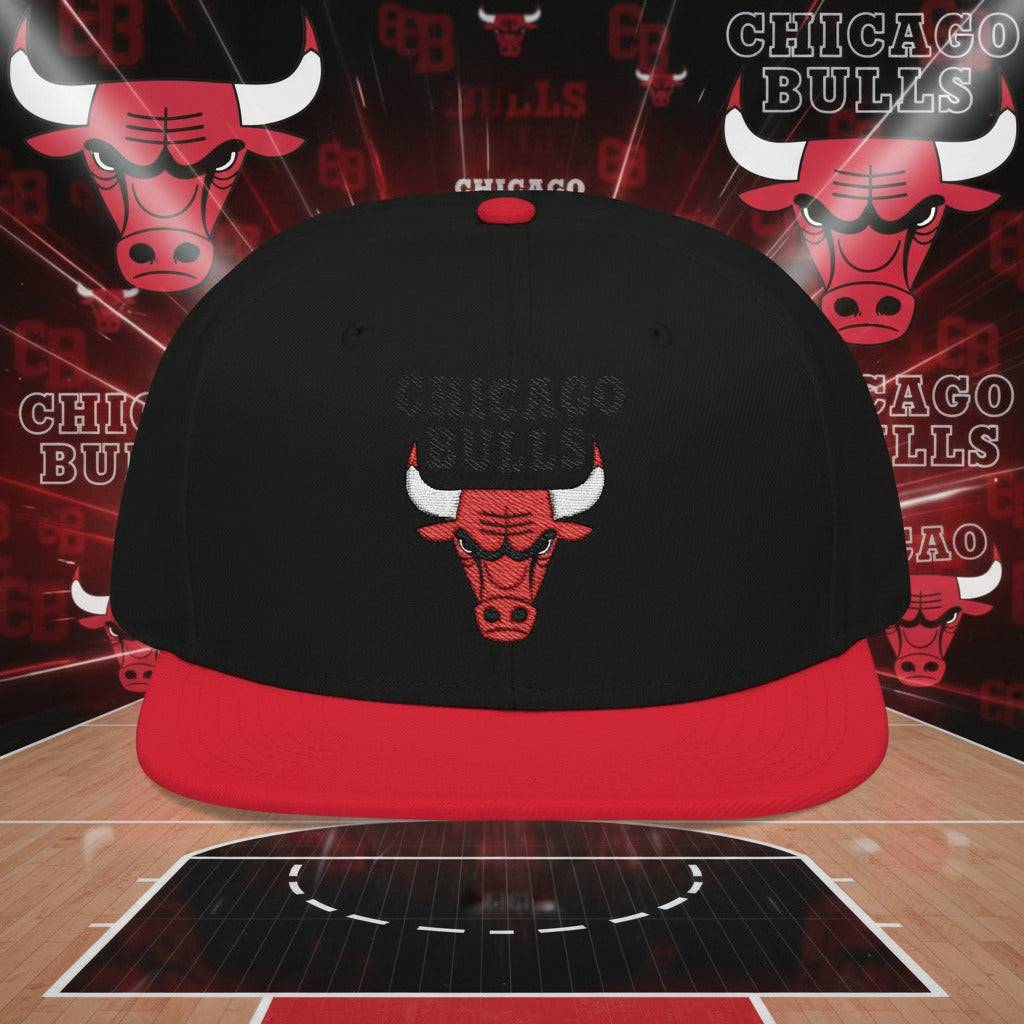 Black and red cap with Chicago Bulls logo 