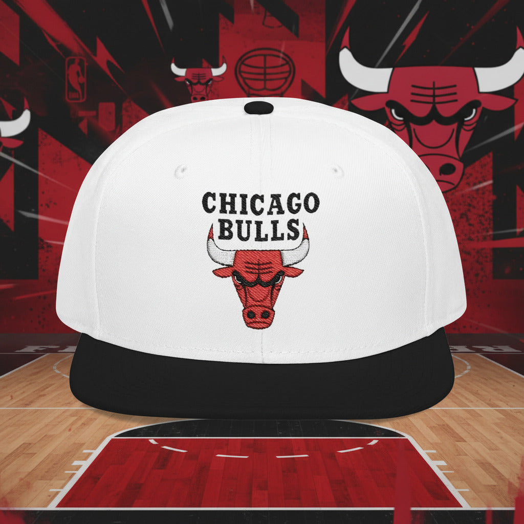 White & Black cap with Chicago Bulls logo 