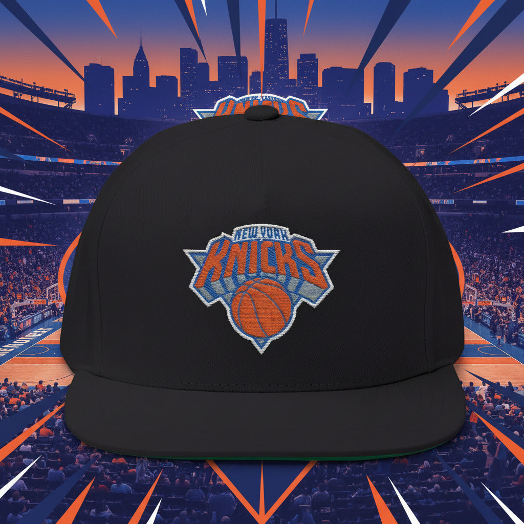 Black cap with New York Knicks logo on it