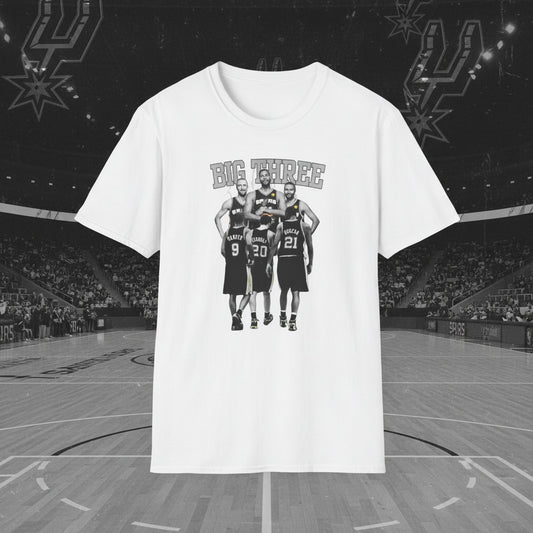 Spurs 'Big Three'  White Graphic Design  T-Shirt